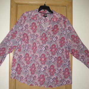 Talbots wrinkle resistant shirt pink paisley